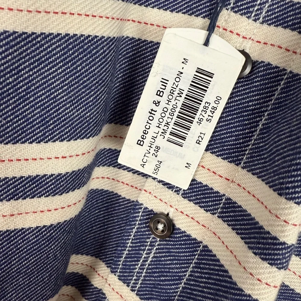 Johnnie-O Surf Flannel Horizon Blue Pullover Active Hull Hoodie Mens Medium - Picture 3 of 9